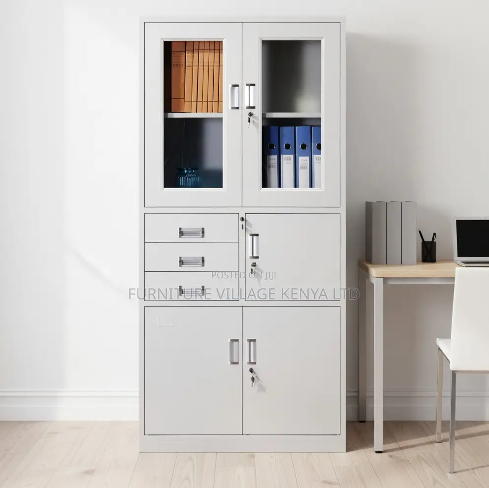 2-Door Steel Filing Cabinet With 3 Drawers and Safe