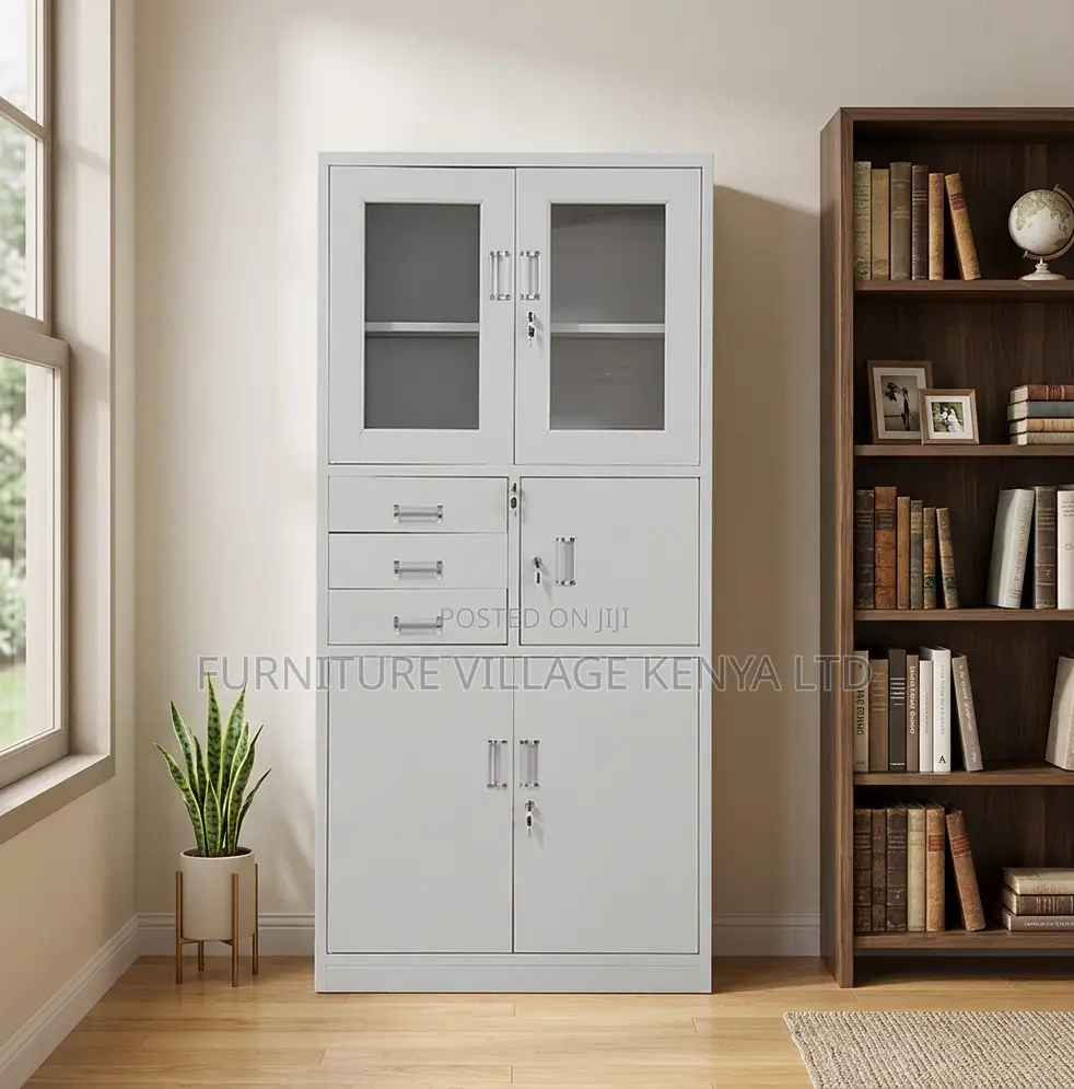 2-Door Steel Filing Cabinet With 3 Drawers and Safe