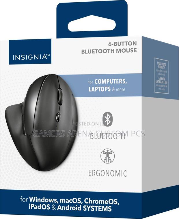 Insignia - Bluetooth 6-Button Ergonomic Mouse - Wireless - Black