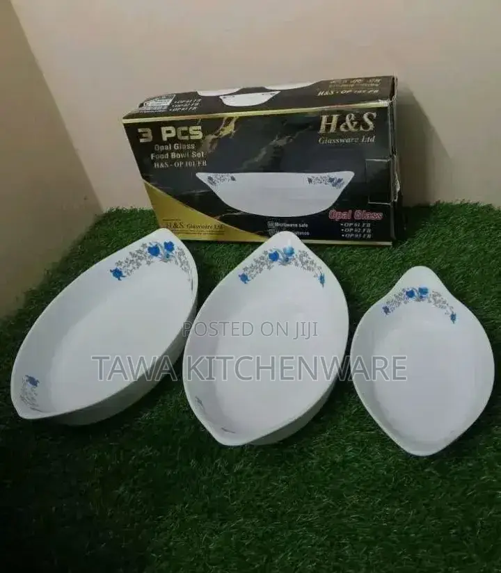3 Pieces Opal Glass Food Bowl Set