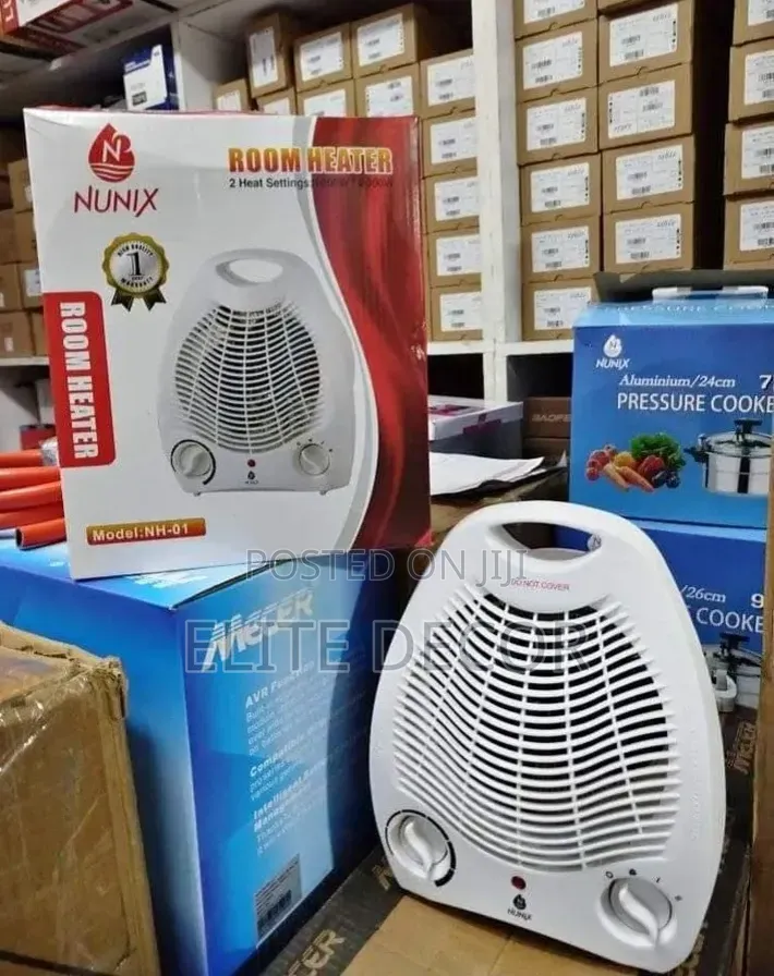 Nunix 2000w Fan Heater – Adjustable Thermostat, Cool/Warm/Hot Air