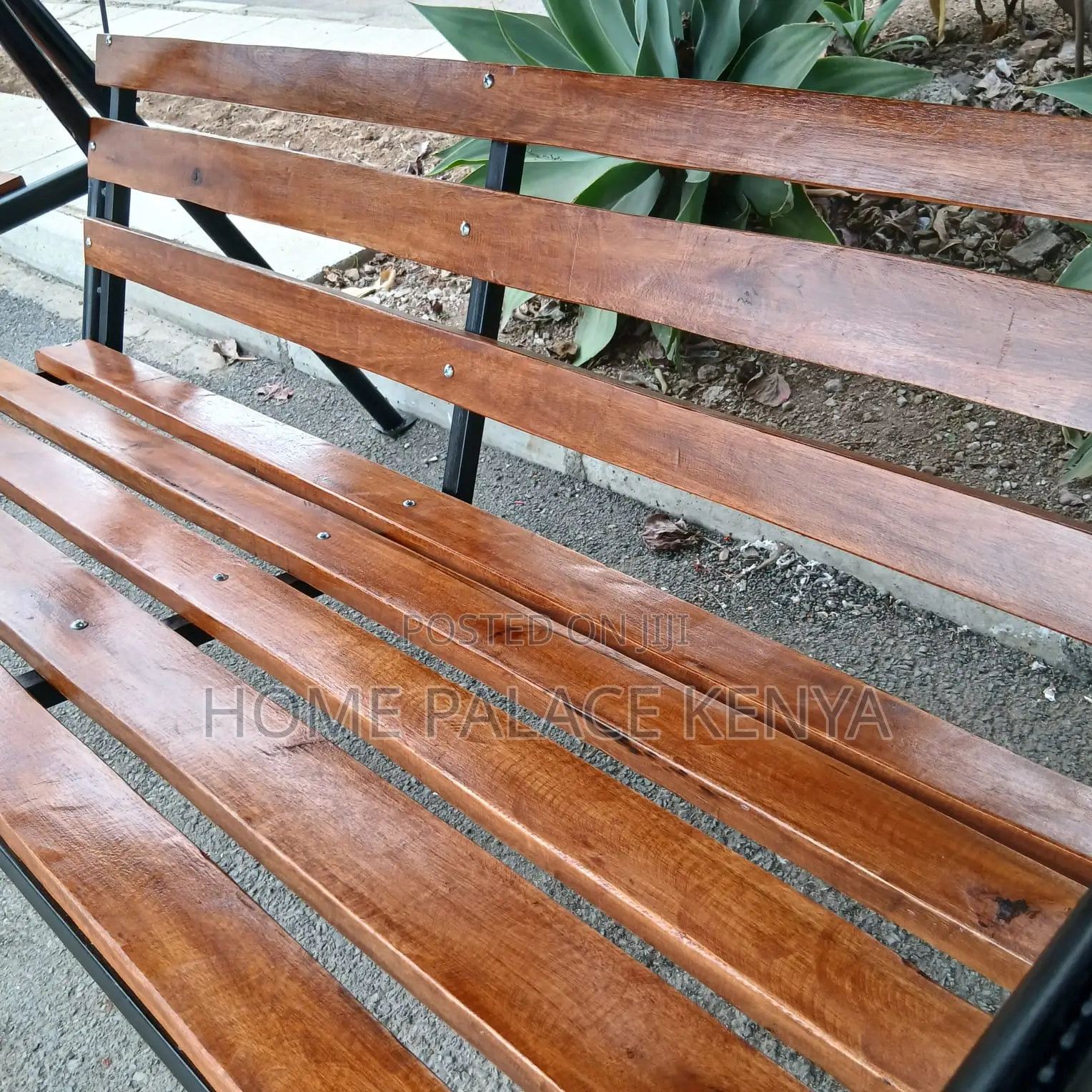 Outdoor Bench: Solid Wood Swing Bench With Shade and Metal Frame