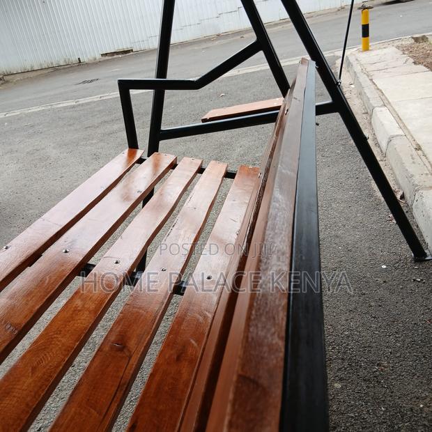 Outdoor Bench: Solid Wood Swing Bench With Shade and Metal Frame - thumbnail 8