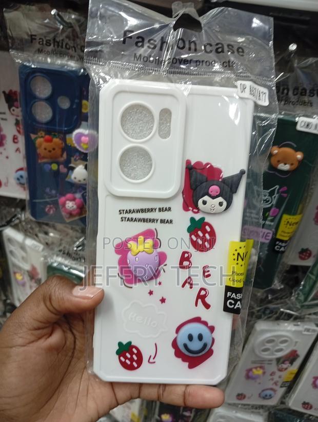 White Silicone Phone Case Featuring 3d Cartoon Decorations