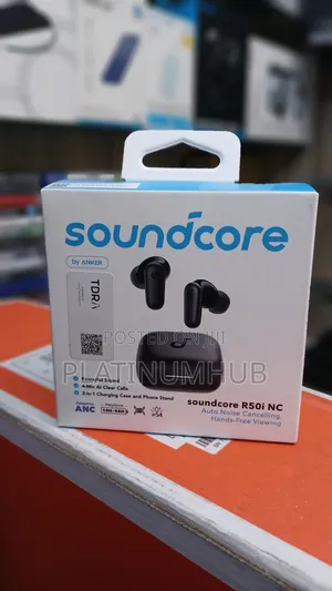 R50inoise Cancelling Black Anker Headphones.
