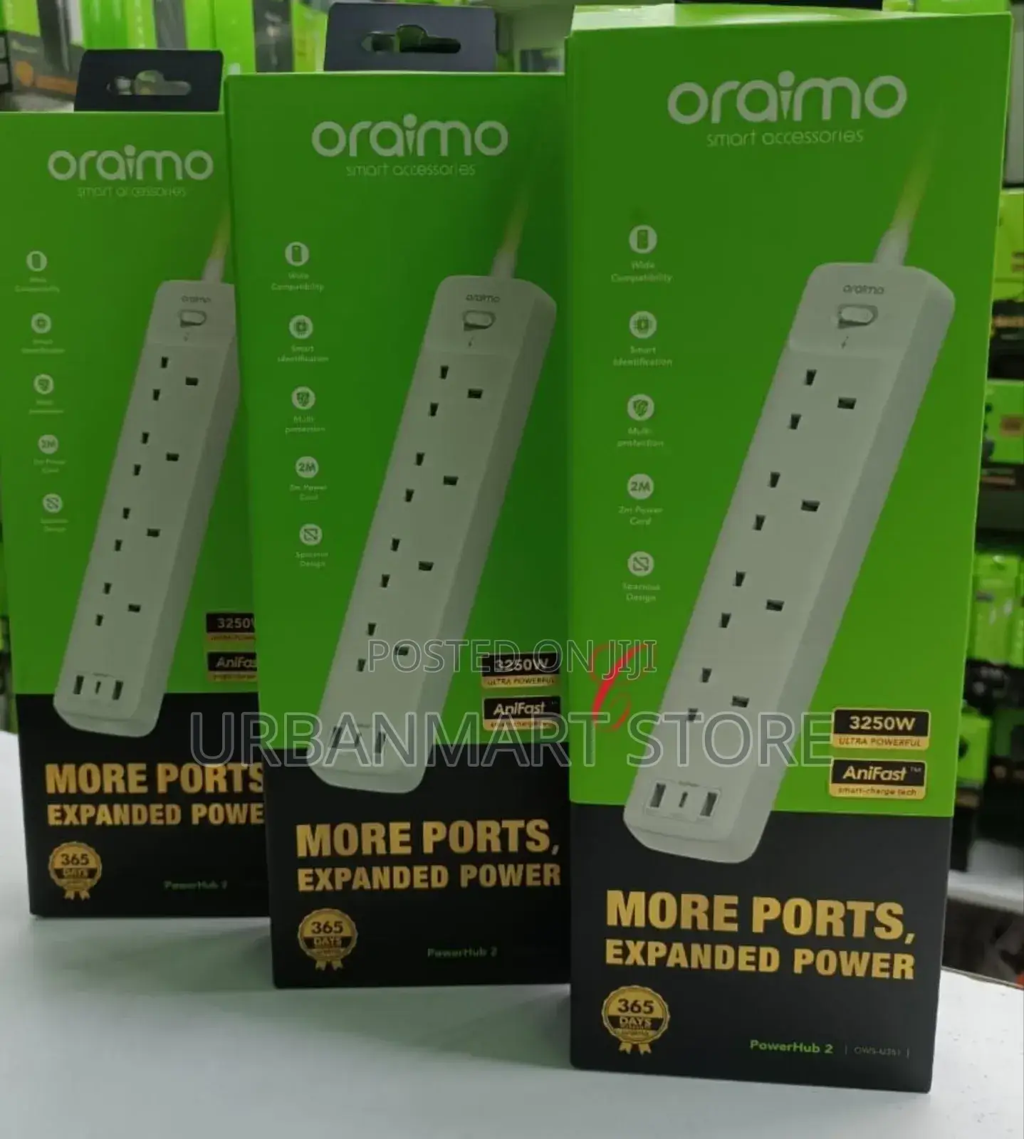 Oraimo Powerhub 2 3250w Extension Socket, 4 Ways, Usb Ports