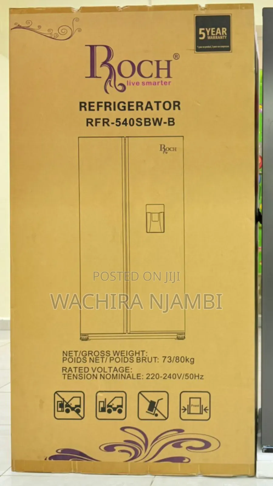Roch Side by Side 439litres Arfr-540sbw-B Refrigerator
