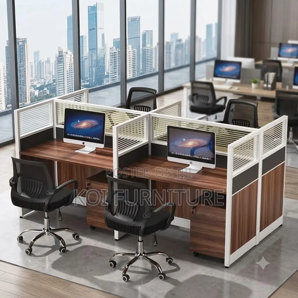 Office Workstsation; Four Way Partioned Office MDF Workstation Desk