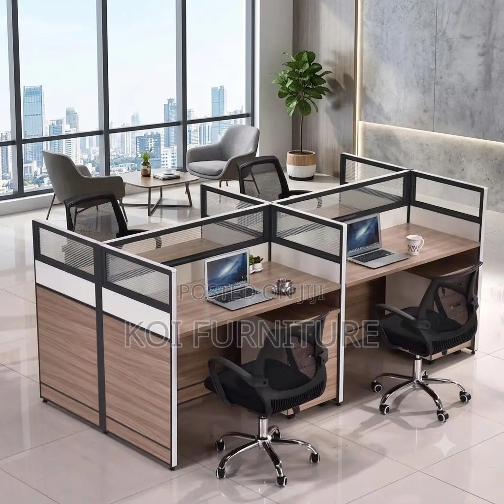 Office Workstsation; Four Way Partioned Office MDF Workstation Desk