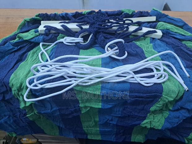 Striped Camping Hammock Ft Durable, Tightly Woven Canvas - thumbnail 2