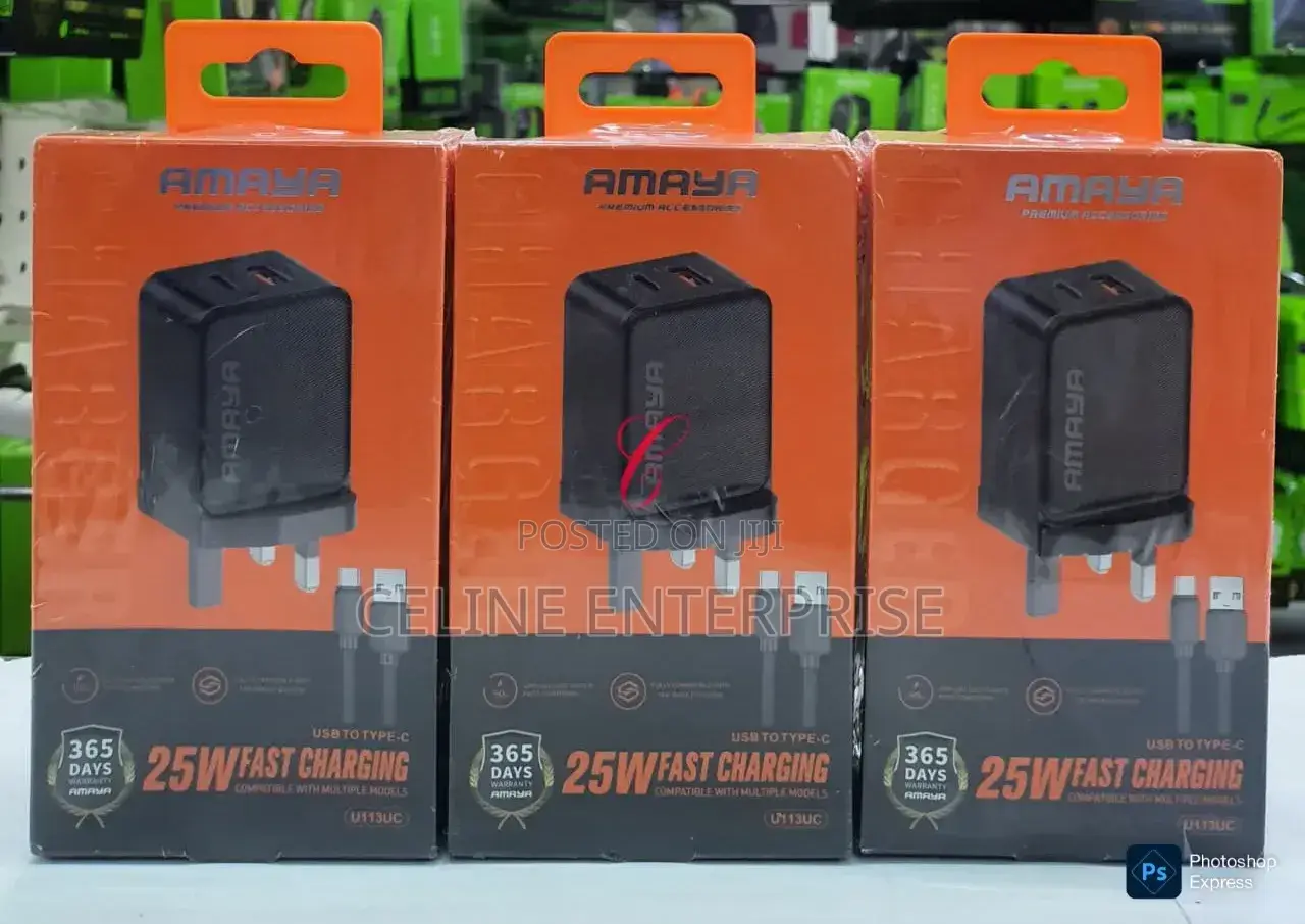 Amaya U113uc *25w Dual Ports* Fast Charger With Usb to Type C Cable