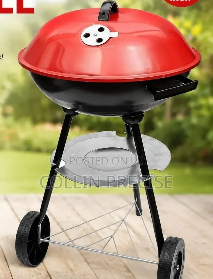 18" Barbeque Grill With Wheels And Shelf