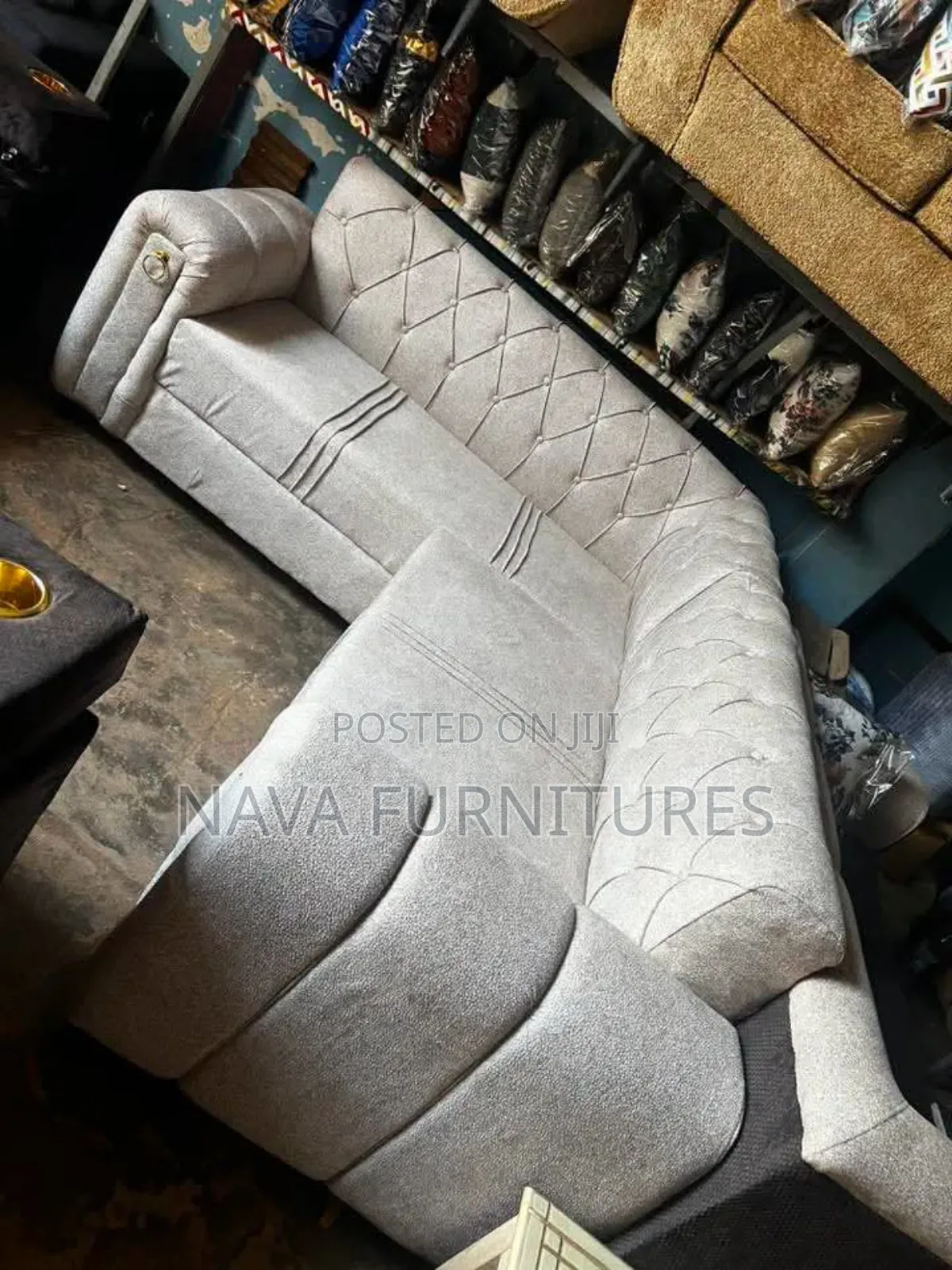 Grey 6 Seater L - Shaped Sofa
