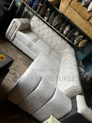Grey 6 Seater L - Shaped Sofa