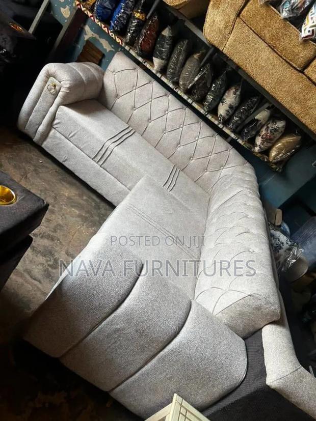 Grey 6 Seater L - Shaped Sofa