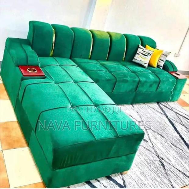 Green L-Shaped 6 Seater Sofa