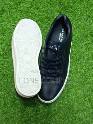 Original Us Polo Assn Leather Casual Mens Shoes in Navy Blue