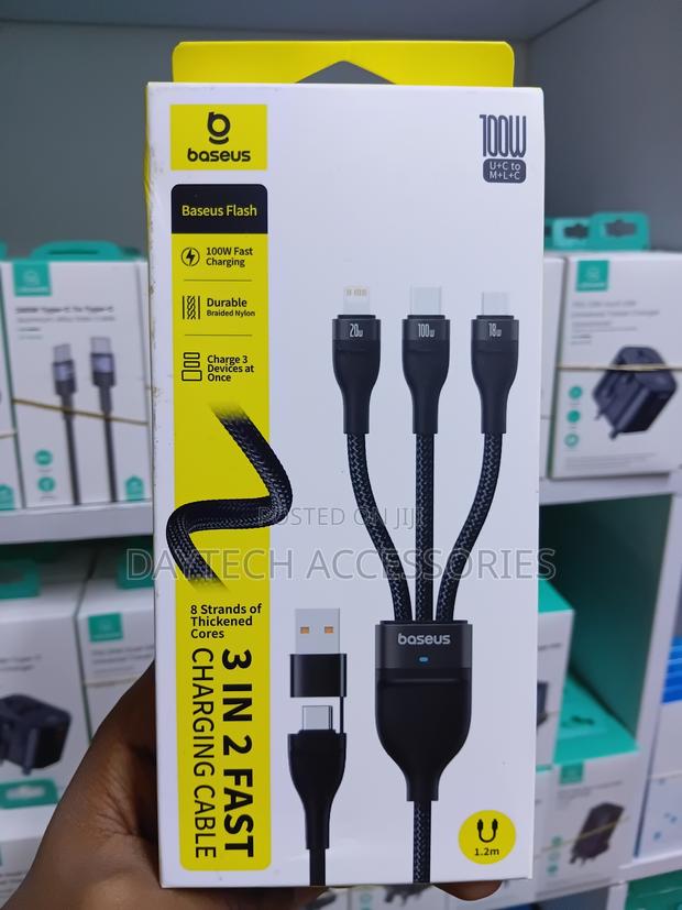 Baseus Flash Series Ii 100w Fast Charging Multi Cable 3 in 2 Cable.