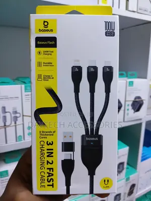 Baseus Flash Series Ii 100w Fast Charging Multi Cable 3 in 2 Cable.