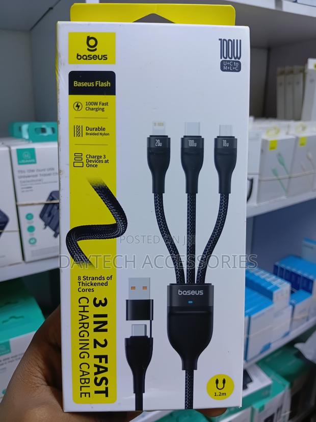 Baseus Flash Series Two for Three Data and Charging Cable – 1.2m - thumbnail 2