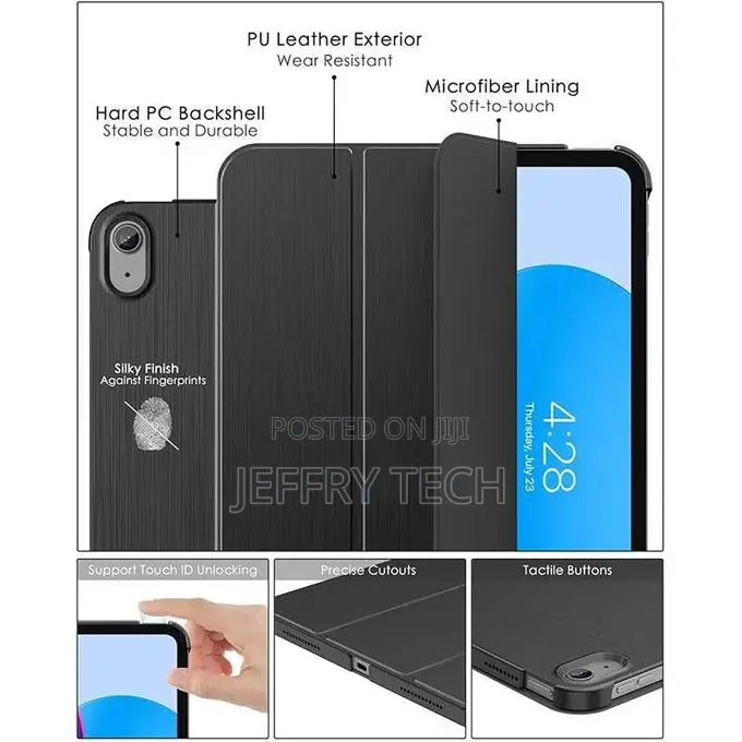 Book Cover Case for iPad 10th Generation 10.9" Black