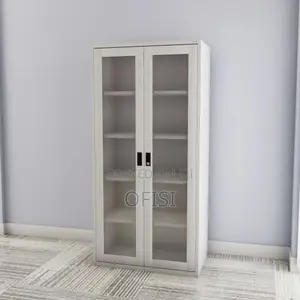 Office Cabinet; 2 Door Full Glass Metallic Office Cabinet