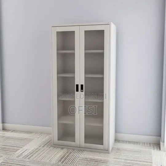 Office Cabinet; 2 Door Full Glass Metallic Office Cabinet