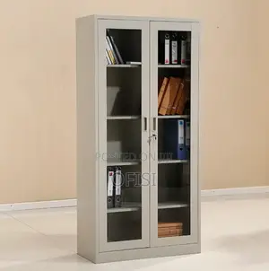 Office Cabinet; 2 Door Full Glass Metallic Office Cabinet