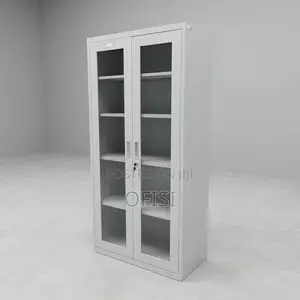 Office Cabinet; 2 Door Full Glass Metallic Office Cabinet