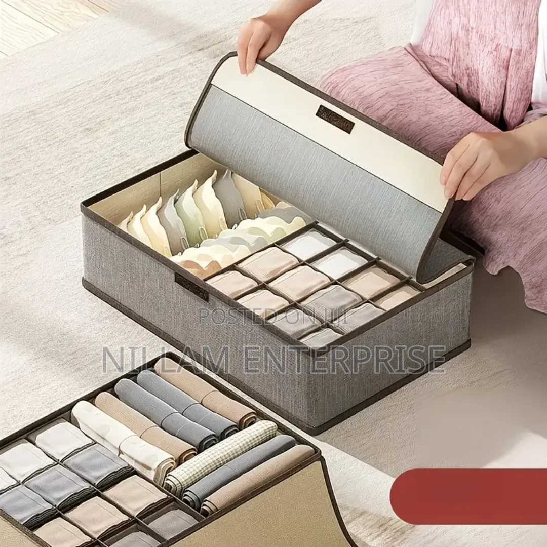 17 Grid Sock Underwear Storage Box With Lid
