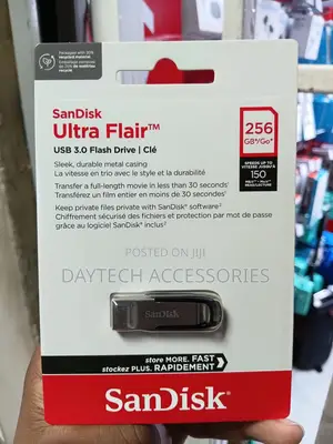 Sandisk Ultra Flair Usb 3.0 Flash Drive With a 256gb Capacity.