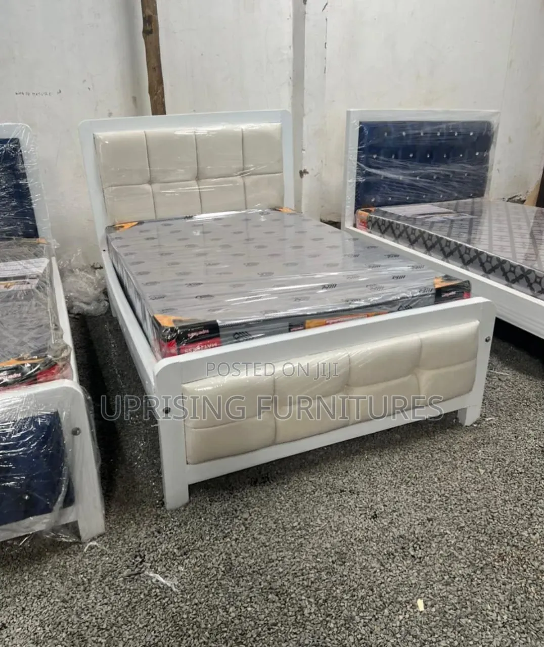 Beds Hardwood Cream White Bed With Matress