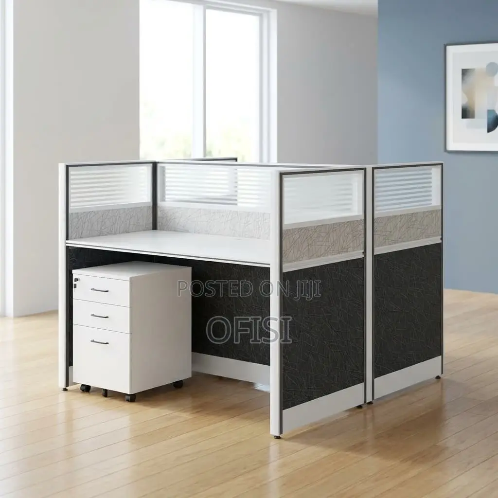 Office Workstation; 2 Way Opposite Grey Office Work Desk With Storage