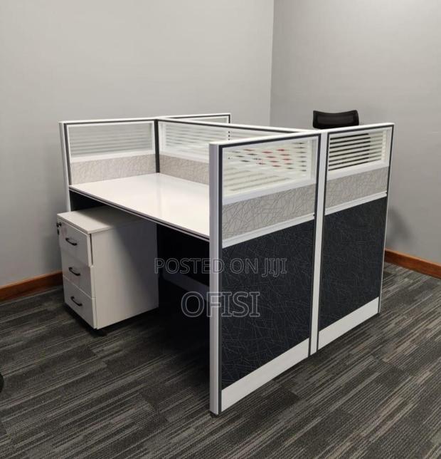 Office Workstation; 2 Way Opposite Grey Office Work Desk With Storage - thumbnail 5