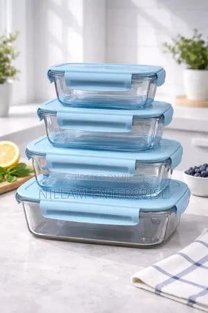 4 PCS Glass Food Container Set*