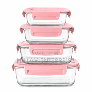 4 PCS Glass Food Container Set*