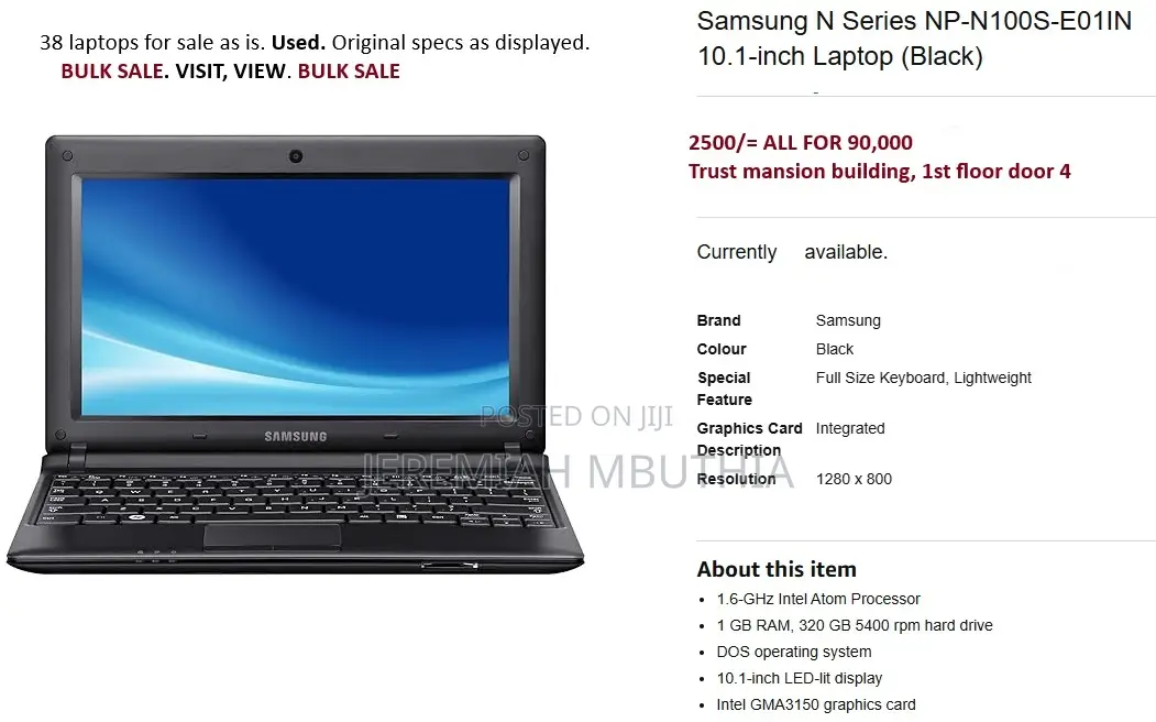 Laptop Samsung NP N100S 1GB AMD HDD 128GB