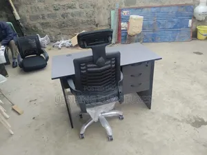 Best Office Desk 1.2m Gray + Original Headrest Chair