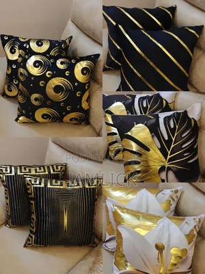 5pcs Gold Print Throw Pillow Cases Set - Cd