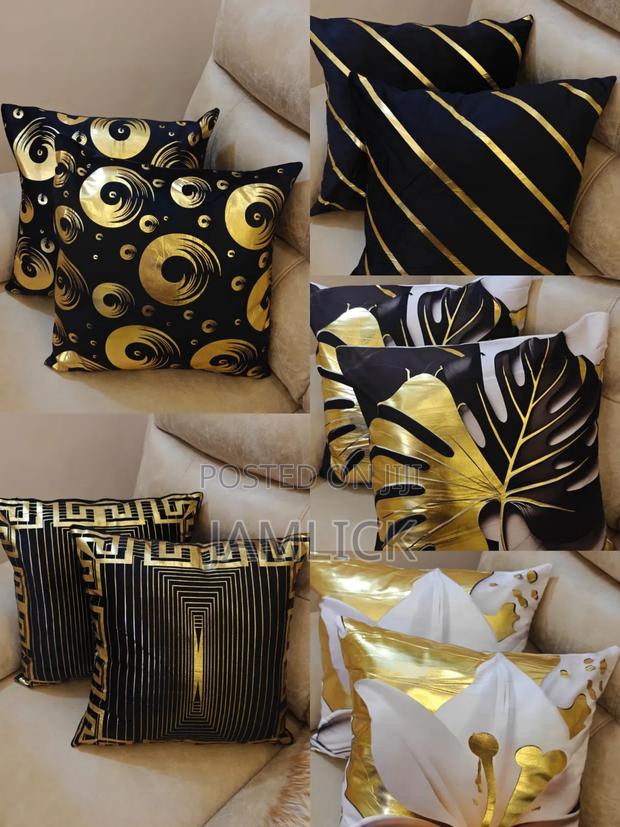 5pcs Gold Print Throw Pillow Cases Set - Cd