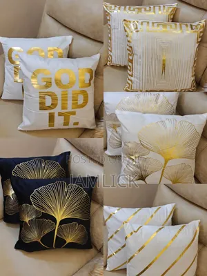 5pcs Gold Print Throw Pillow Cases Set - Cd
