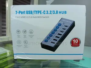 7-Port Usb 3.0 or Usb-C Hub Designed for Computers and Laptops.