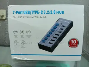 7-Port Usb 3.0 Hub With Individual Blue on/Off Switches for Each Port.