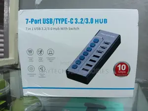 7-Port Usb 3.0 Hub With Individual Blue on/Off Switches for Each Port.