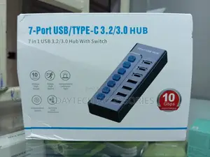 7-Port Usb 3.0 Hub With Individual Blue on/Off Switches for Each Port.
