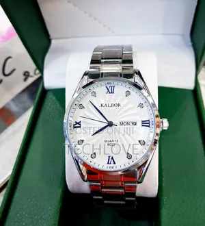 Kalbor Metallic Quartz Watch With Day and Date Display