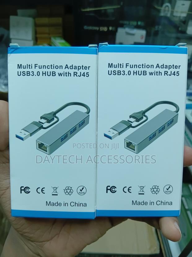 Usb/Type-C to Lan Rj45 Ethernet Adapter With 3 Port Usb Hub - thumbnail 3