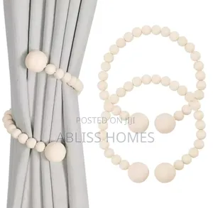 2pcs Magnetic Wooden Beads Curtain Tiebacks Boho Decor A
