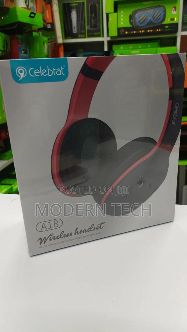 Celebrat A18 Wireless Headphones – Extra Bass, Built-in Mic, Black