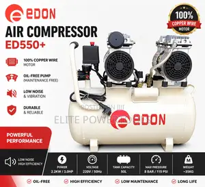 Edon 50l Heavy Duty Double Head Silent Air Compressor